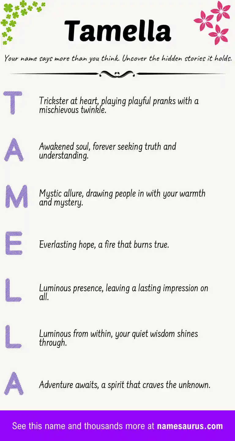 Acrostic poem about Tamella.
