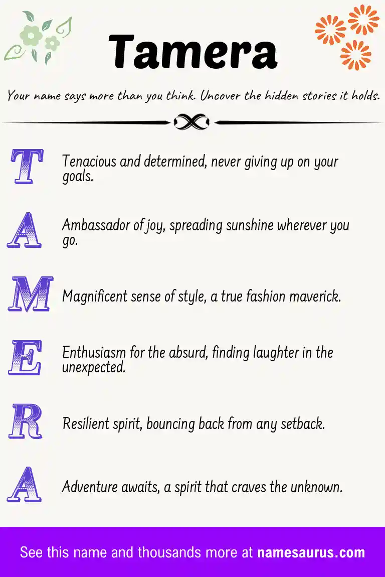 Acrostic poem about Tamera.