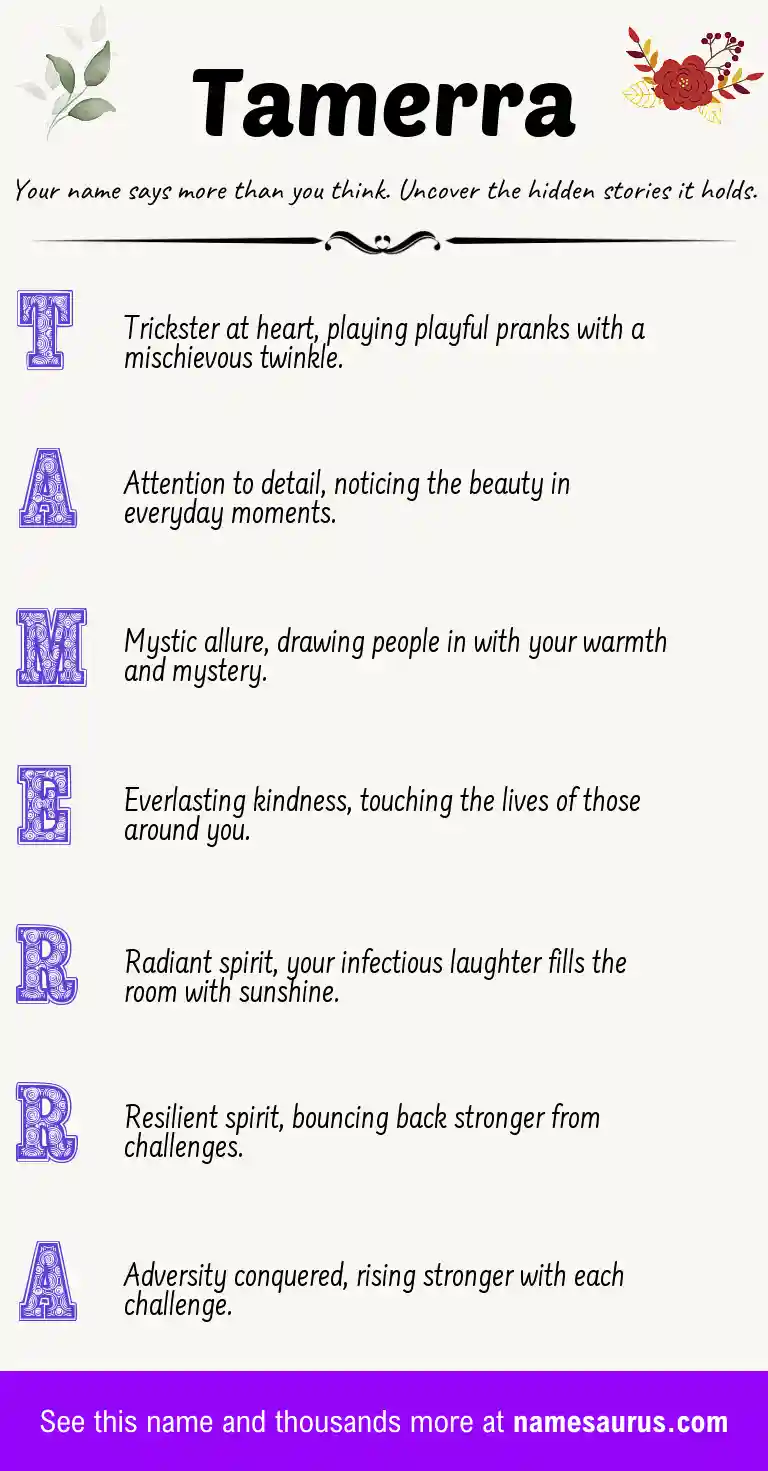 Acrostic poem about Tamerra.