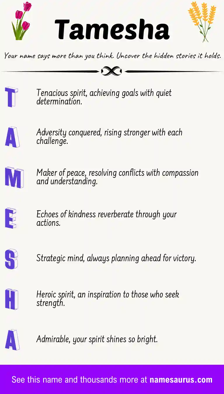 Acrostic poem about Tamesha.