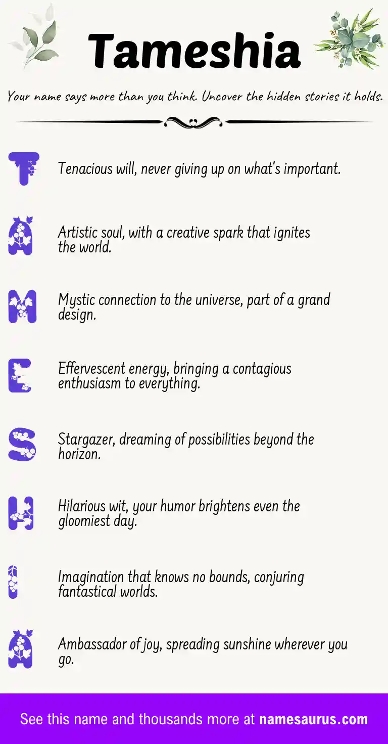 Acrostic poem about Tameshia.