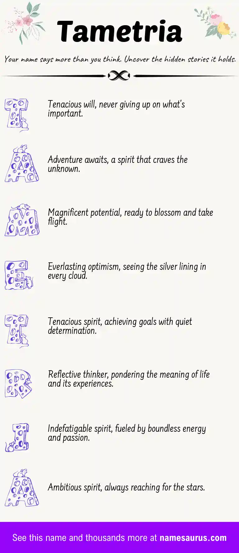 Acrostic poem about Tametria.