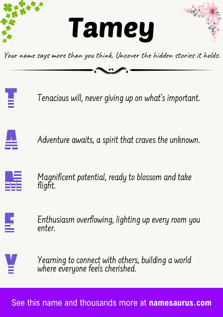 Acrostic poem about Tamey.