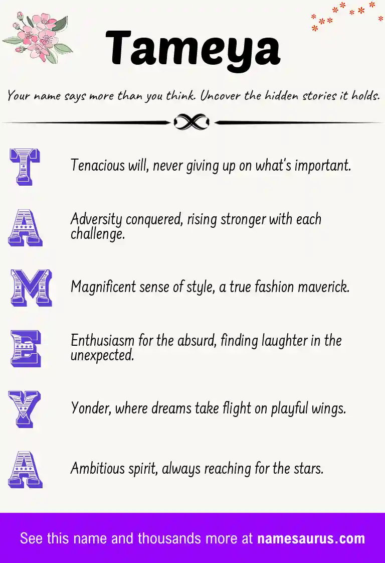 Acrostic poem about Tameya.