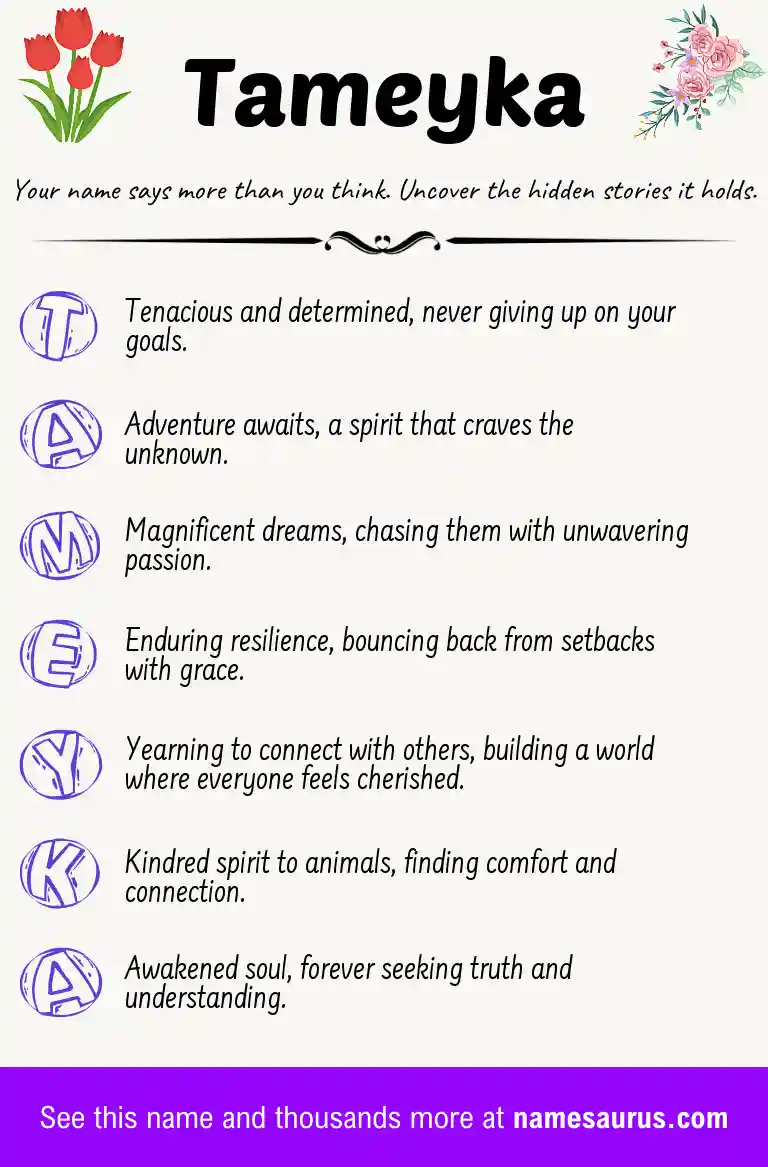 Acrostic poem about Tameyka.