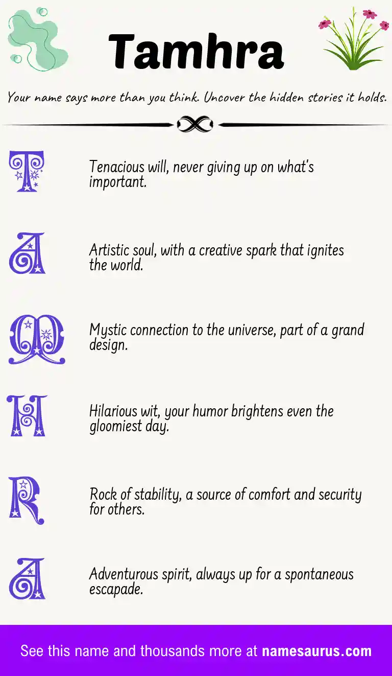 Acrostic poem about Tamhra.