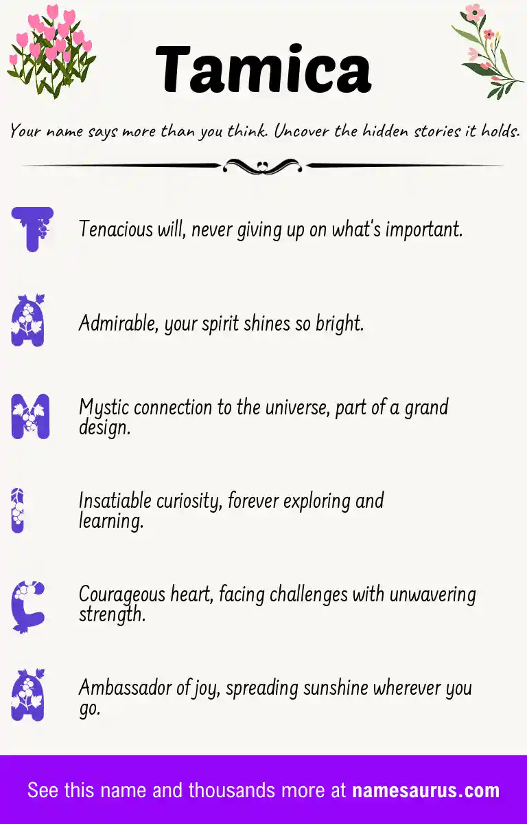 Acrostic poem about Tamica.