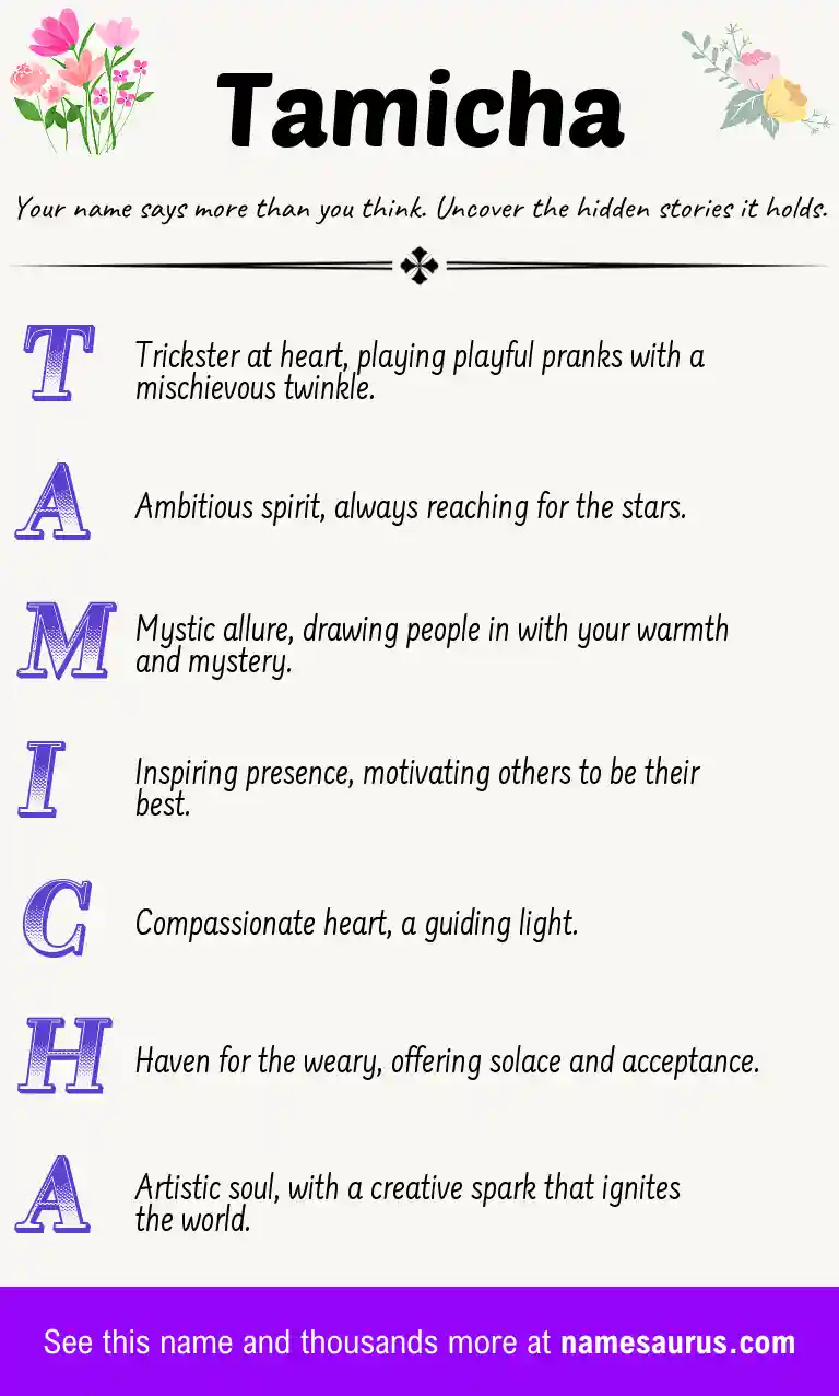 Acrostic poem about Tamicha.