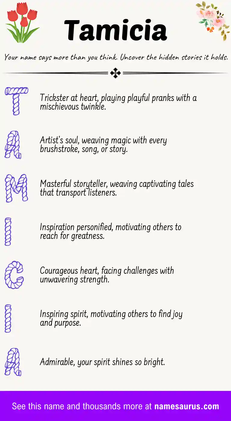 Acrostic poem about Tamicia.