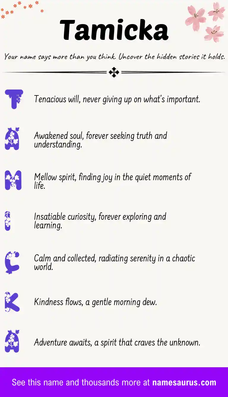 Acrostic poem about Tamicka.
