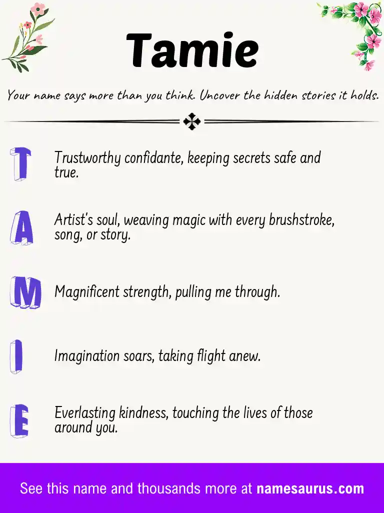 Acrostic poem about Tamie.