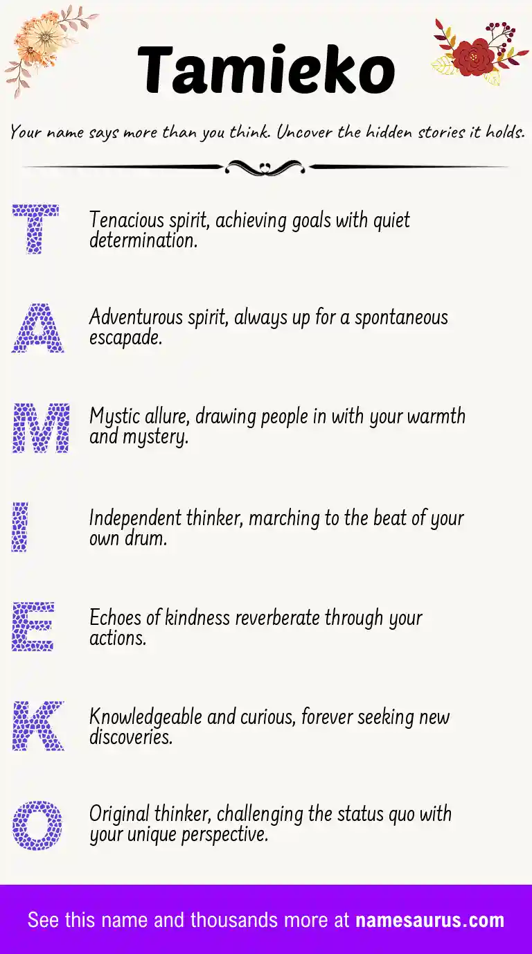 Acrostic poem about Tamieko.
