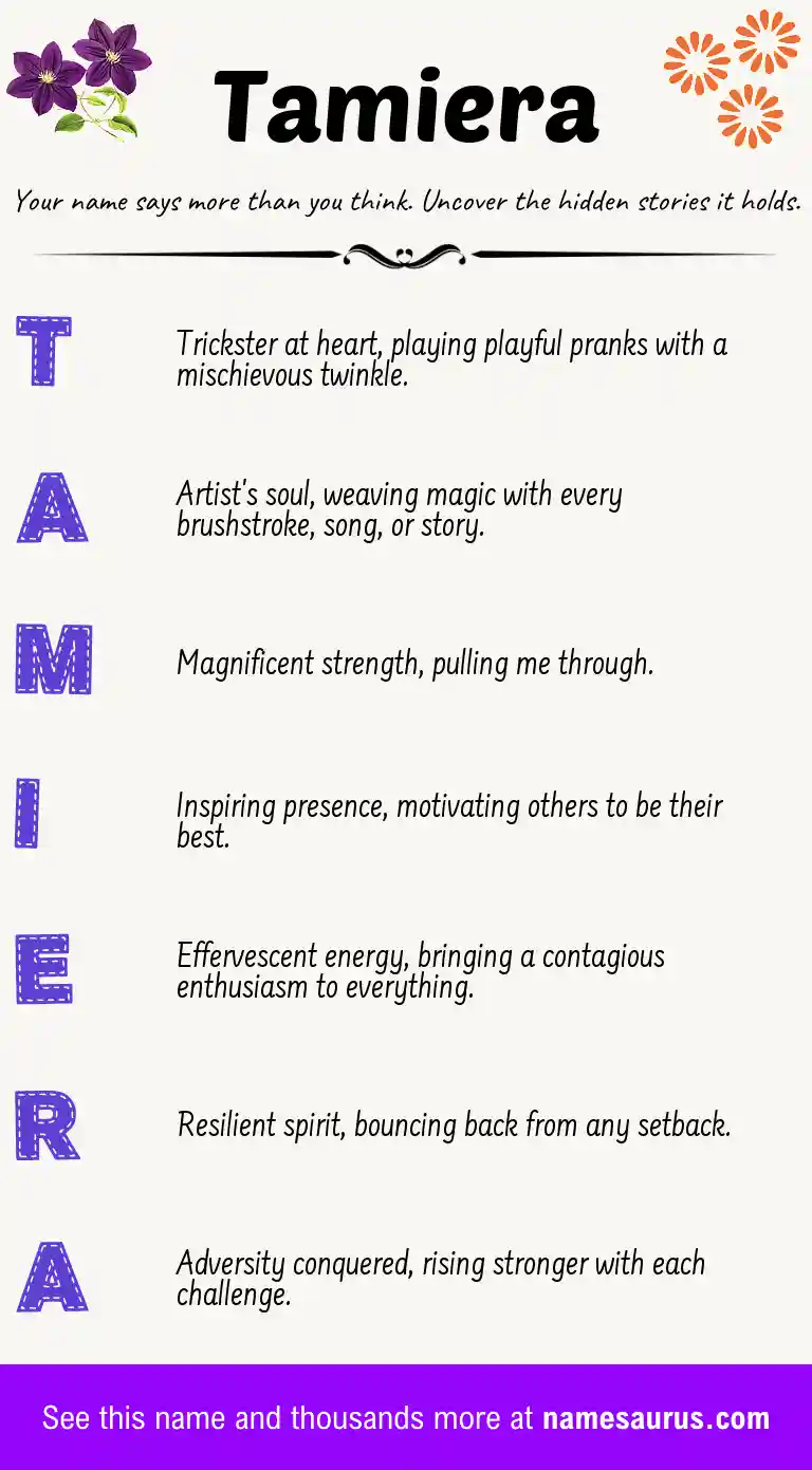 Acrostic poem about Tamiera.