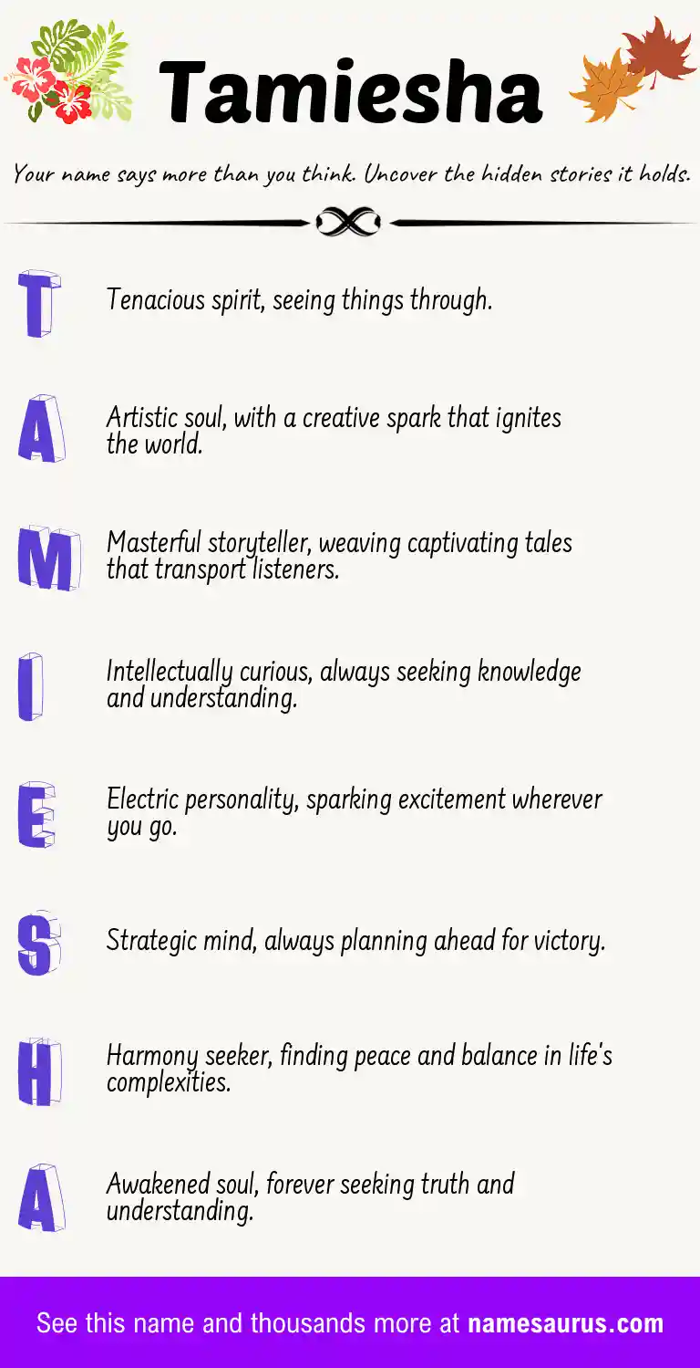 Acrostic poem about Tamiesha.