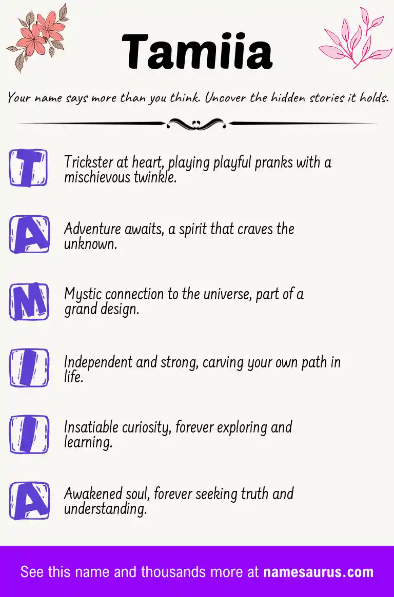 Acrostic poem about Tamiia.