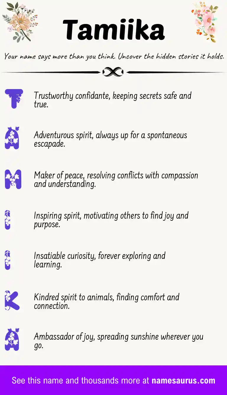 Acrostic poem about Tamiika.