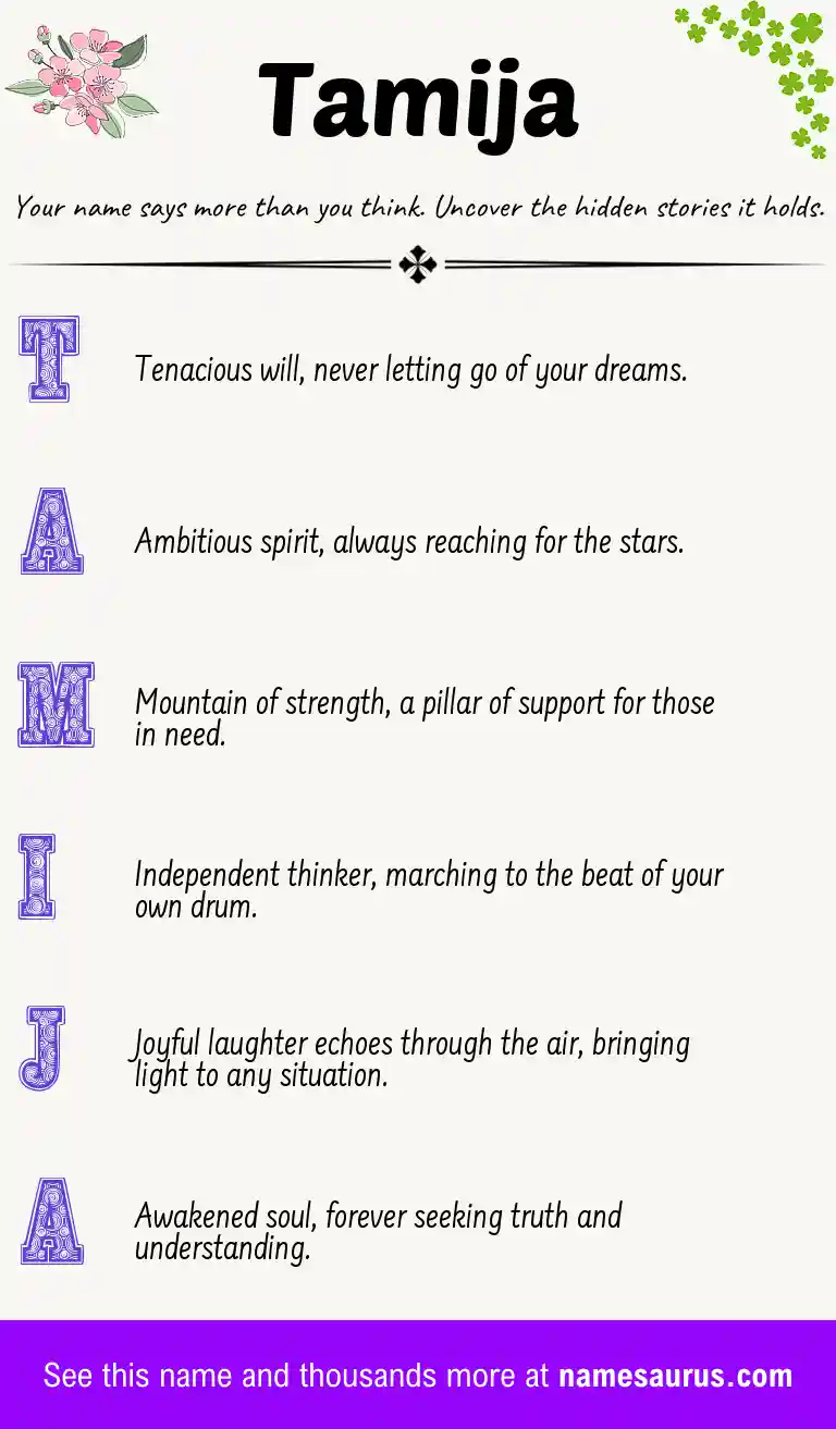 Acrostic poem about Tamija.