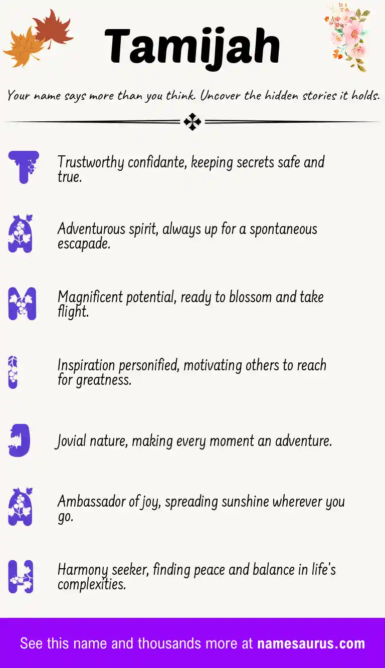 Acrostic poem about Tamijah.