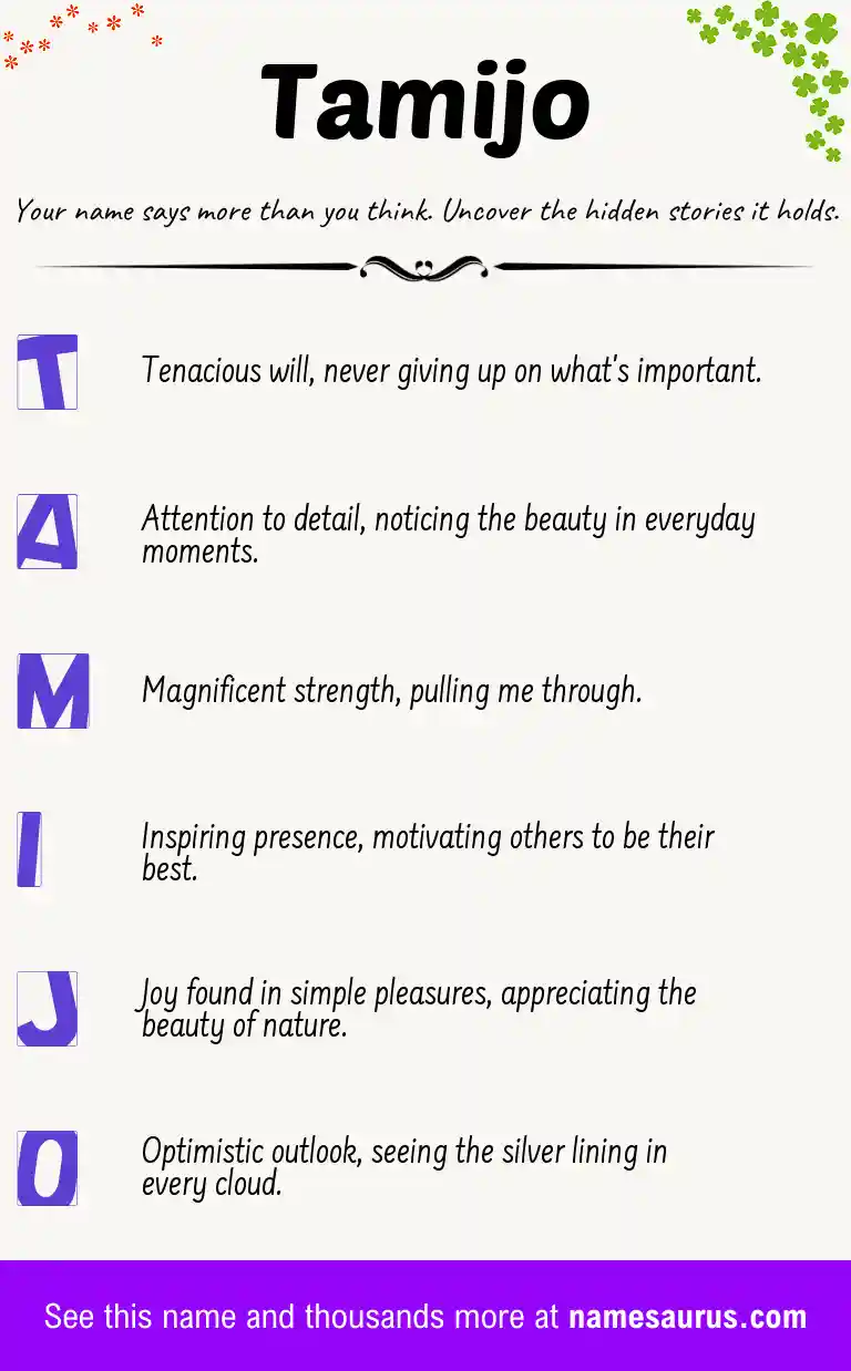 Acrostic poem about Tamijo.