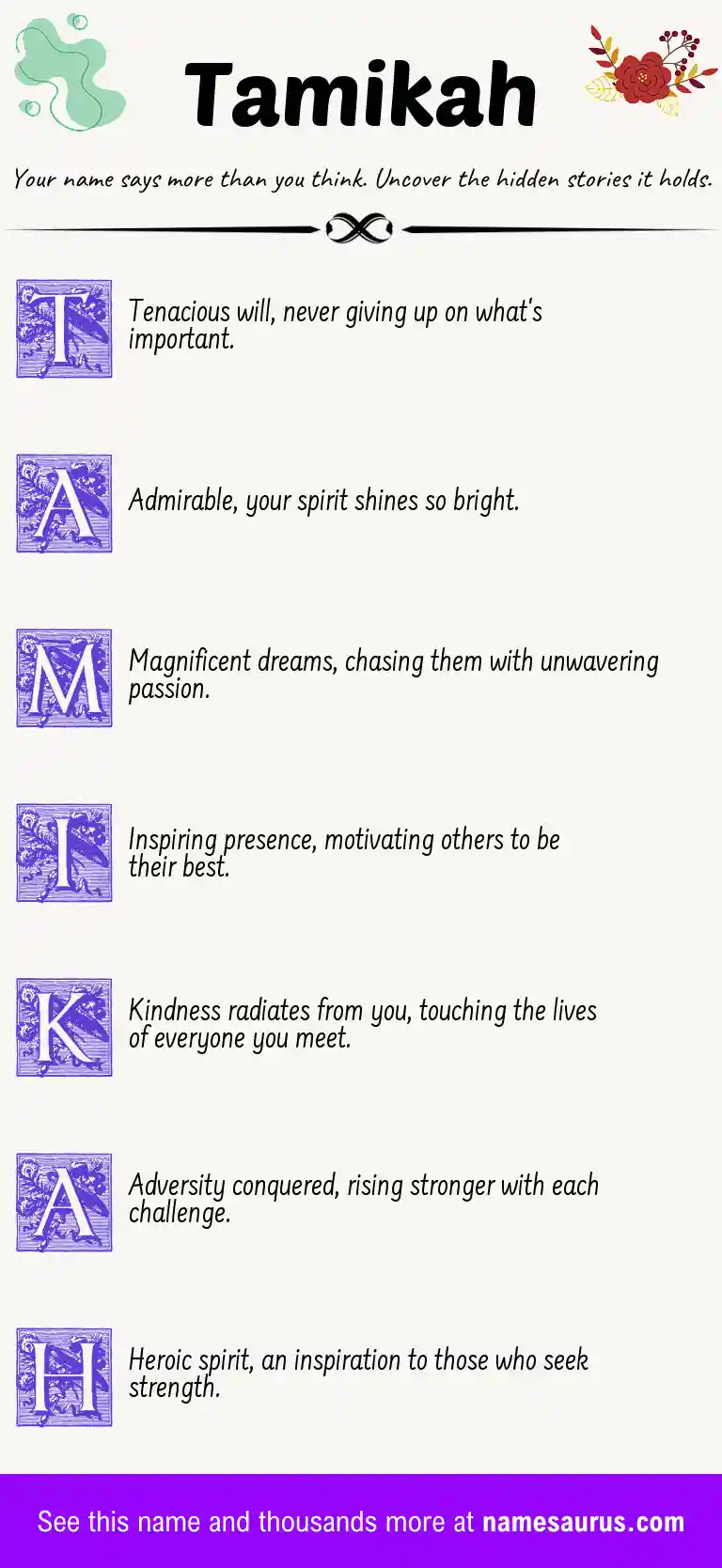 Acrostic poem about Tamikah.