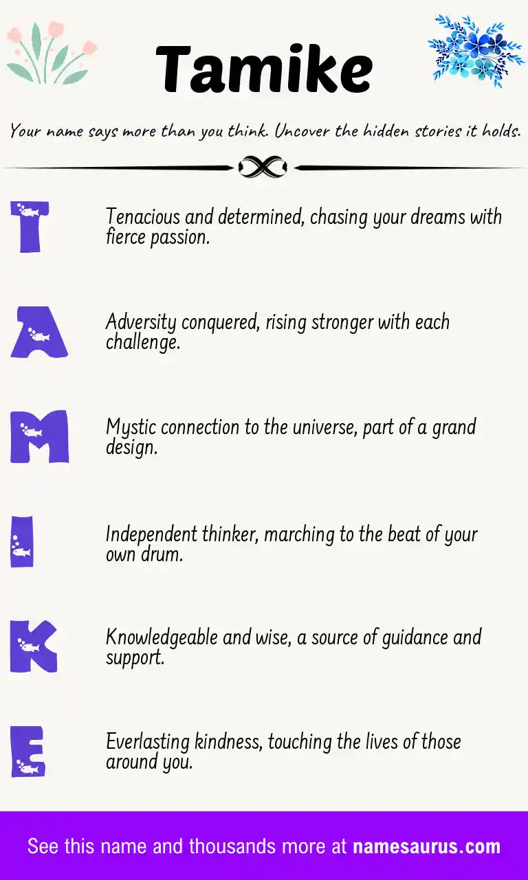 Acrostic poem about Tamike.