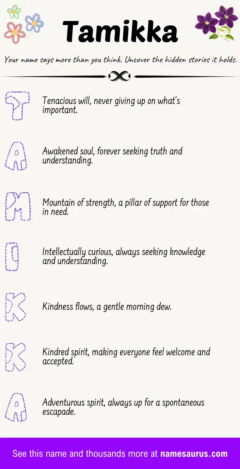 Acrostic poem about Tamikka.