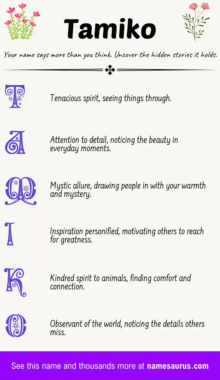 Acrostic poem about Tamiko.