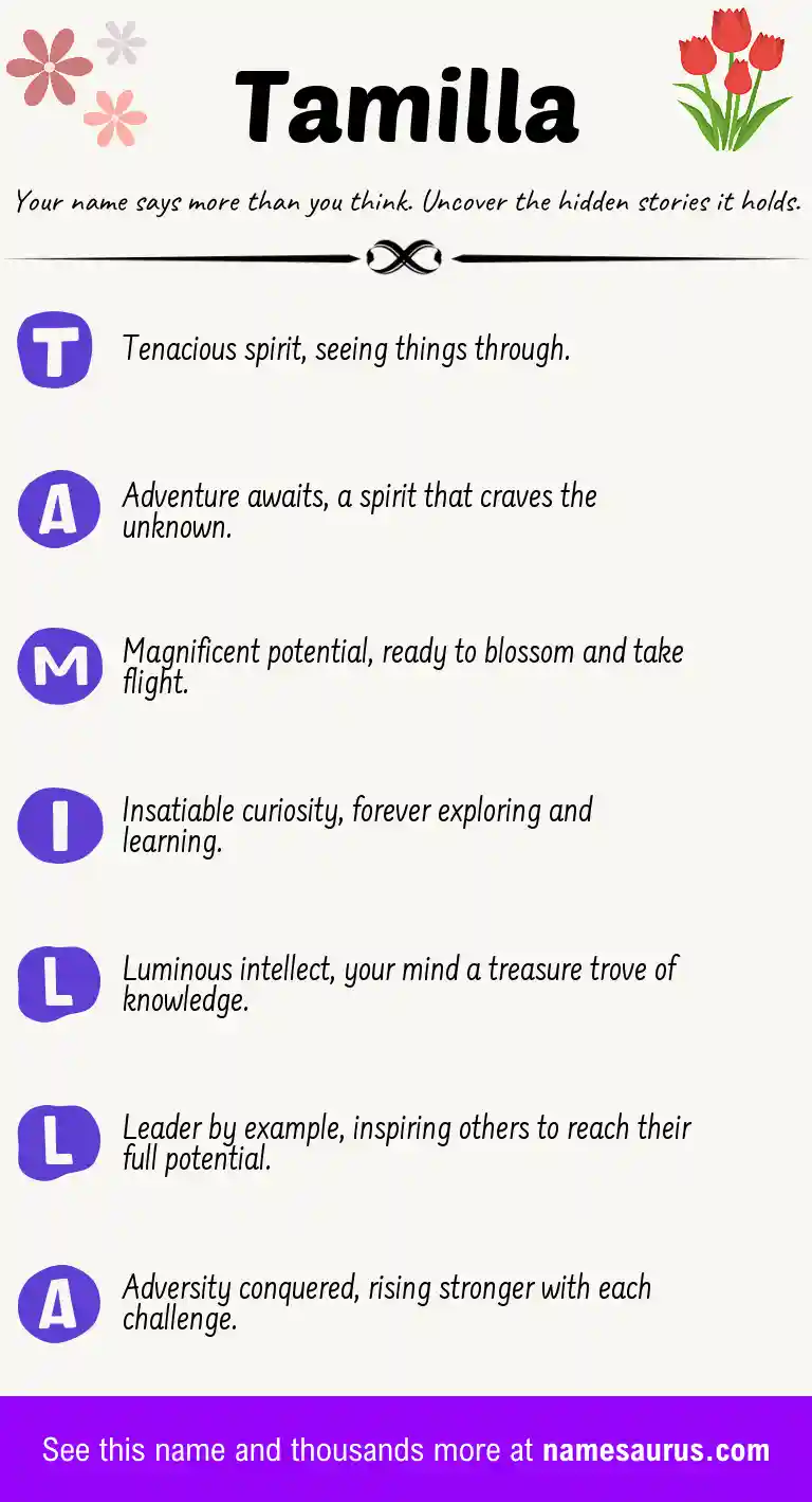 Acrostic poem about Tamilla.