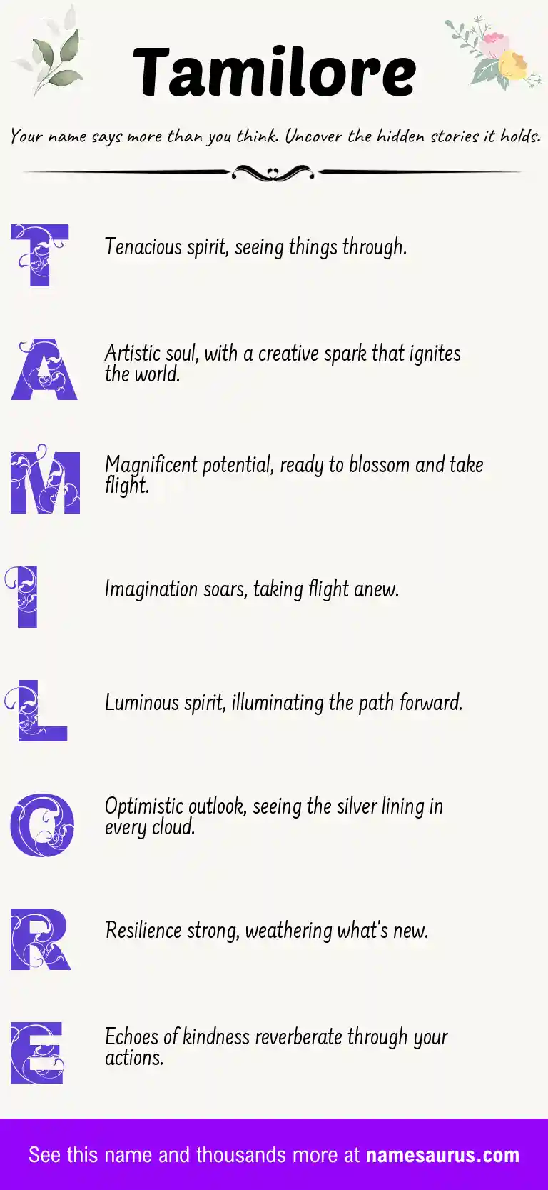 Acrostic poem about Tamilore.