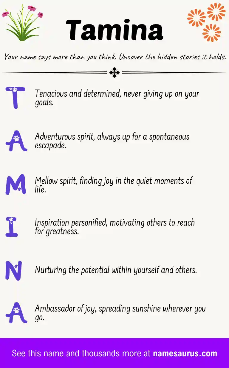 Acrostic poem about Tamina.