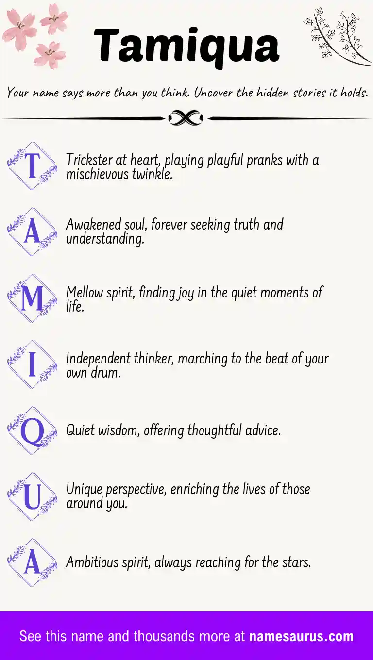 Acrostic poem about Tamiqua.