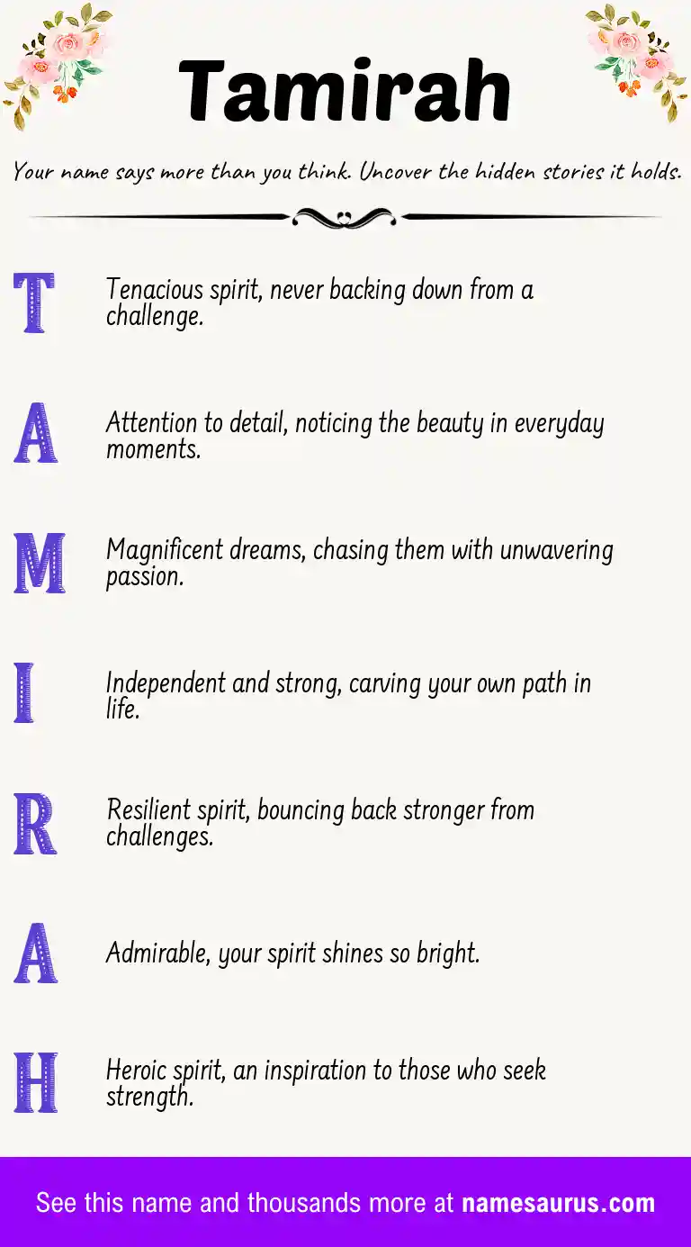Acrostic poem about Tamirah.