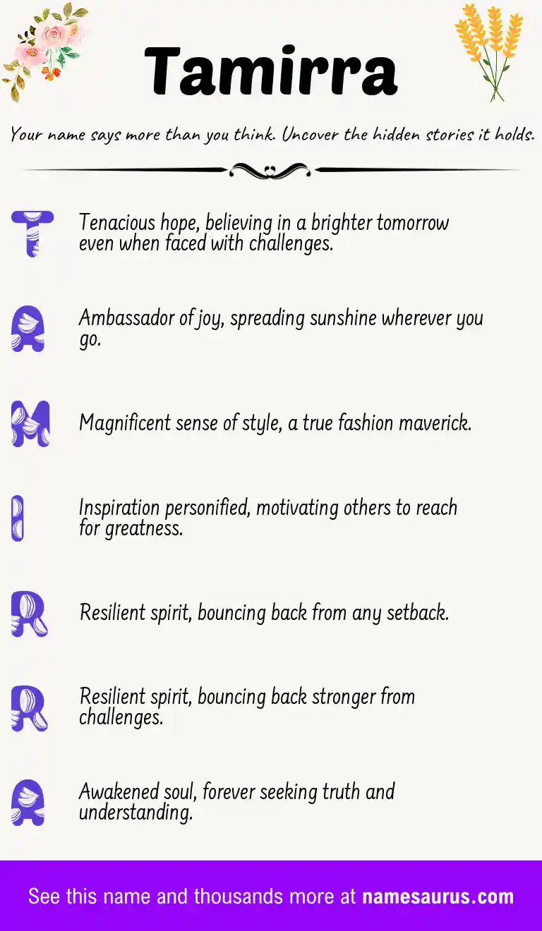 Acrostic poem about Tamirra.