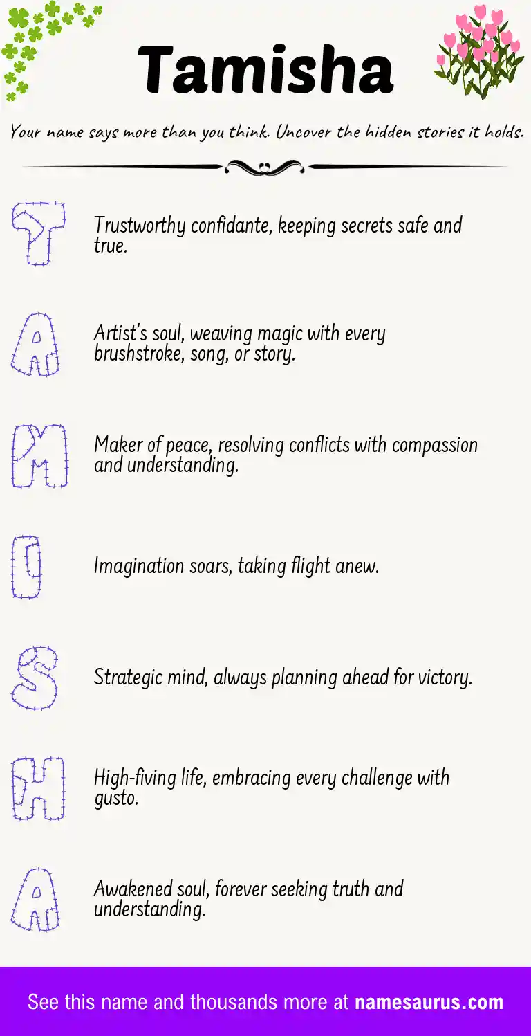 Acrostic poem about Tamisha.