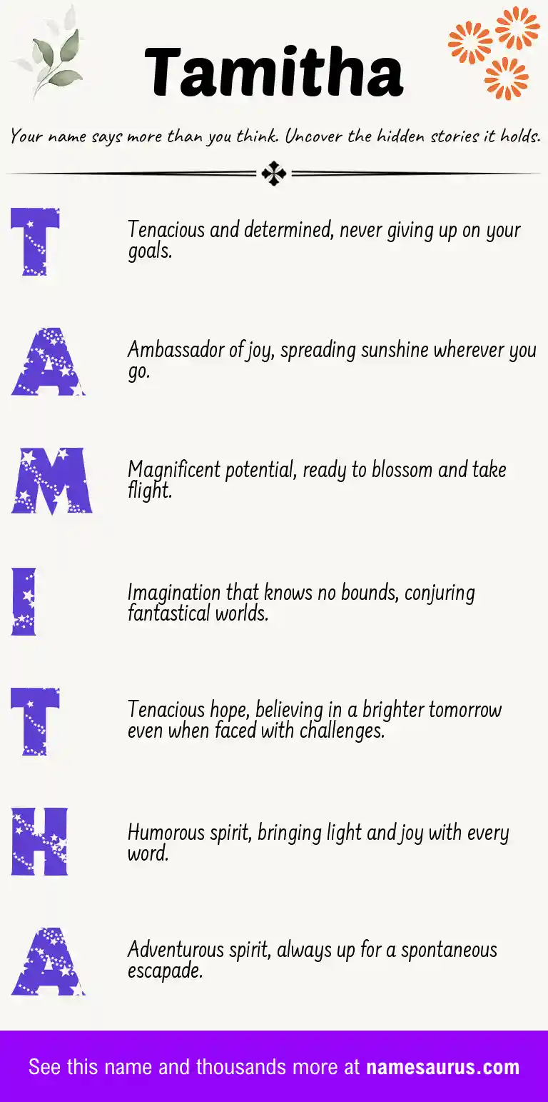 Acrostic poem about Tamitha.