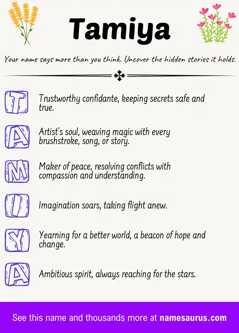 Acrostic poem about Tamiya.