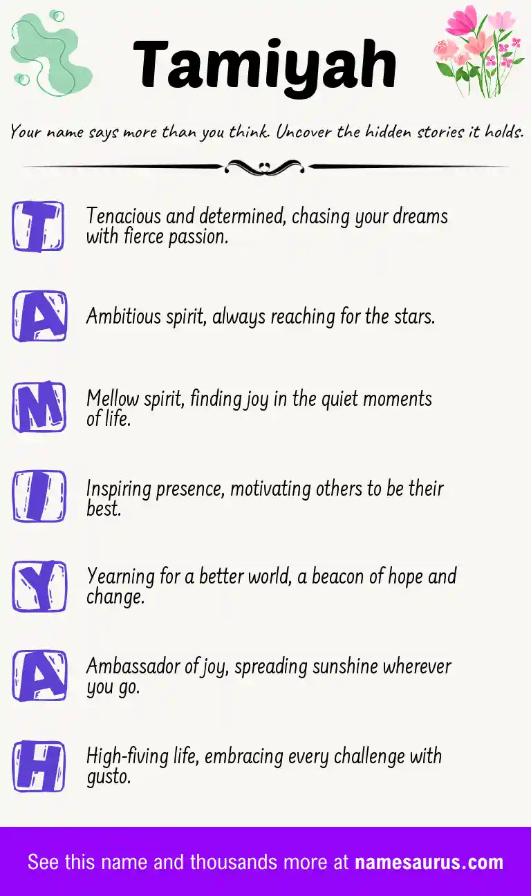 Acrostic poem about Tamiyah.