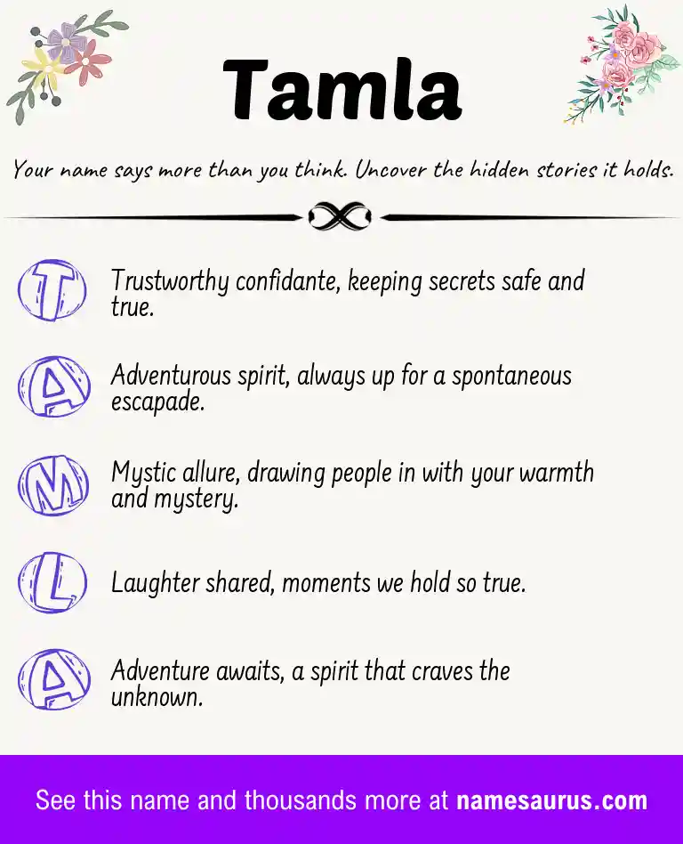 Acrostic poem about Tamla.