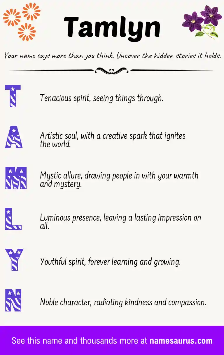 Acrostic poem about Tamlyn.