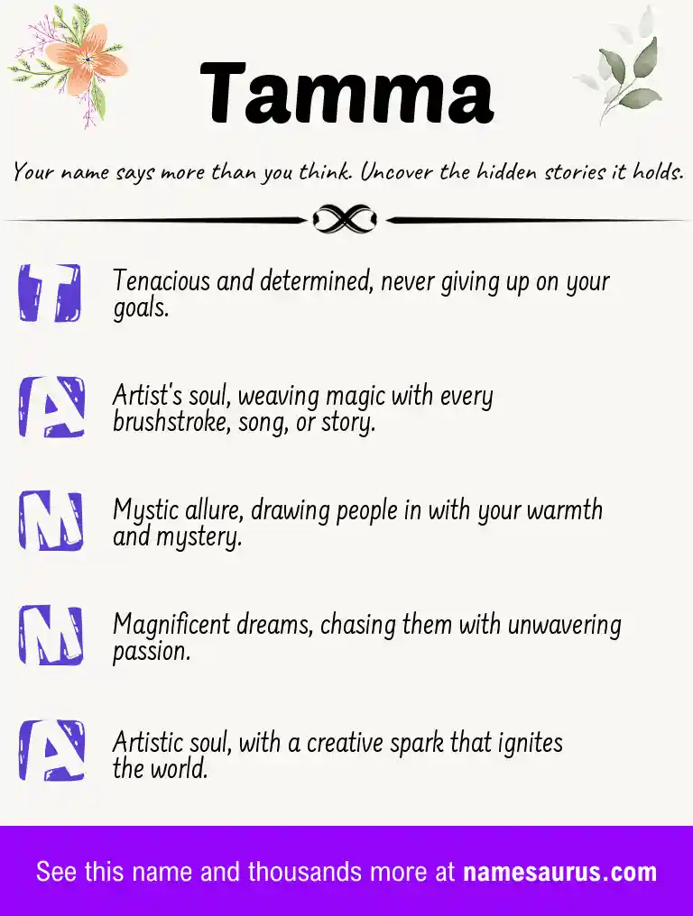 Acrostic poem about Tamma.