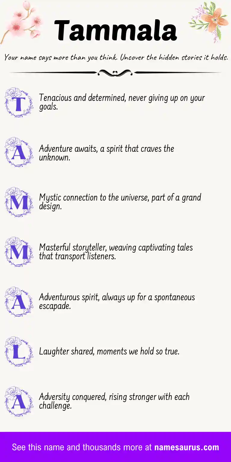 Acrostic poem about Tammala.