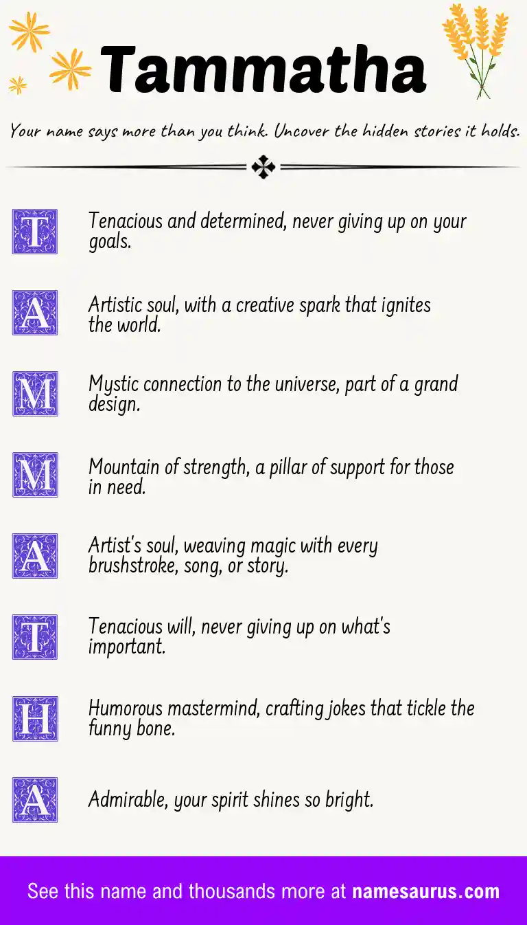 Acrostic poem about Tammatha.