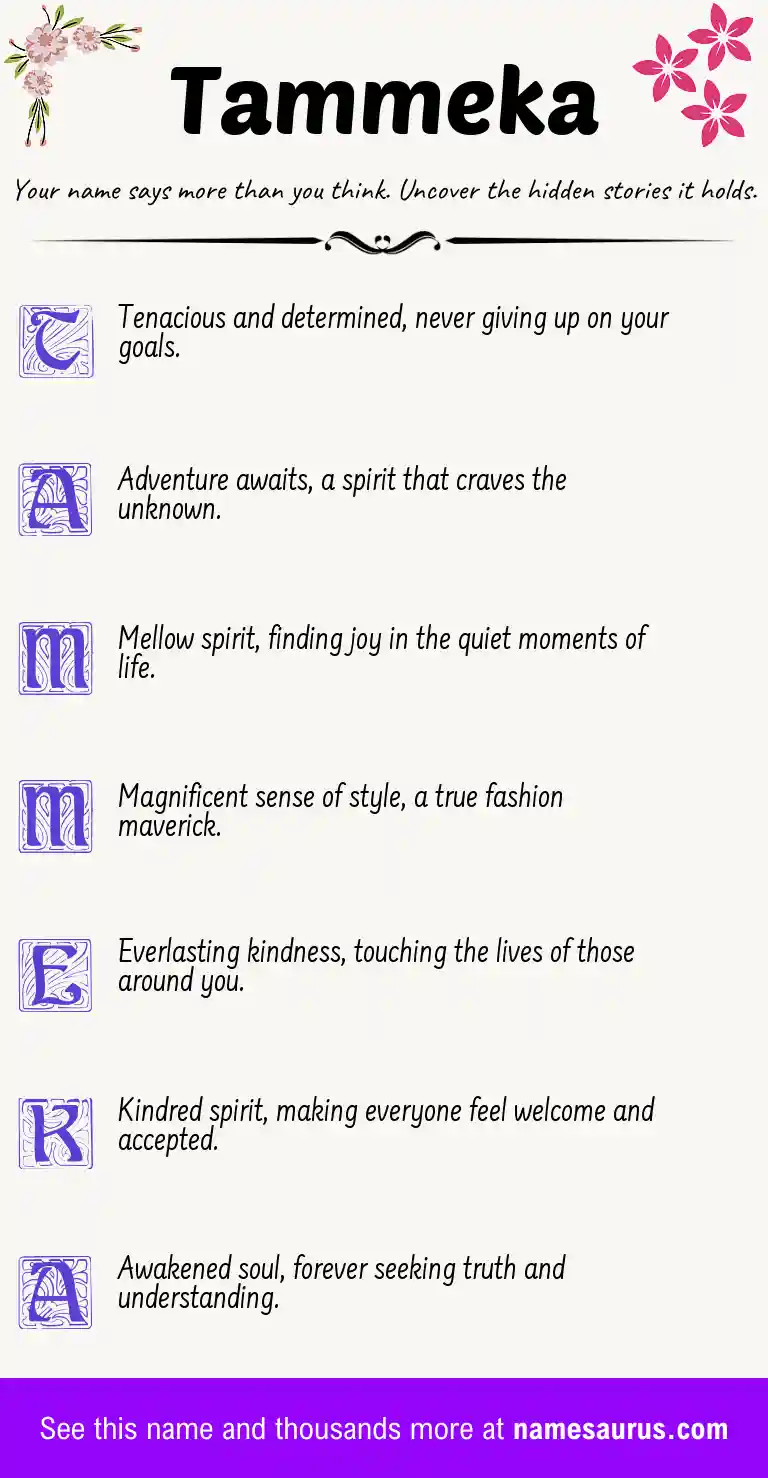 Acrostic poem about Tammeka.