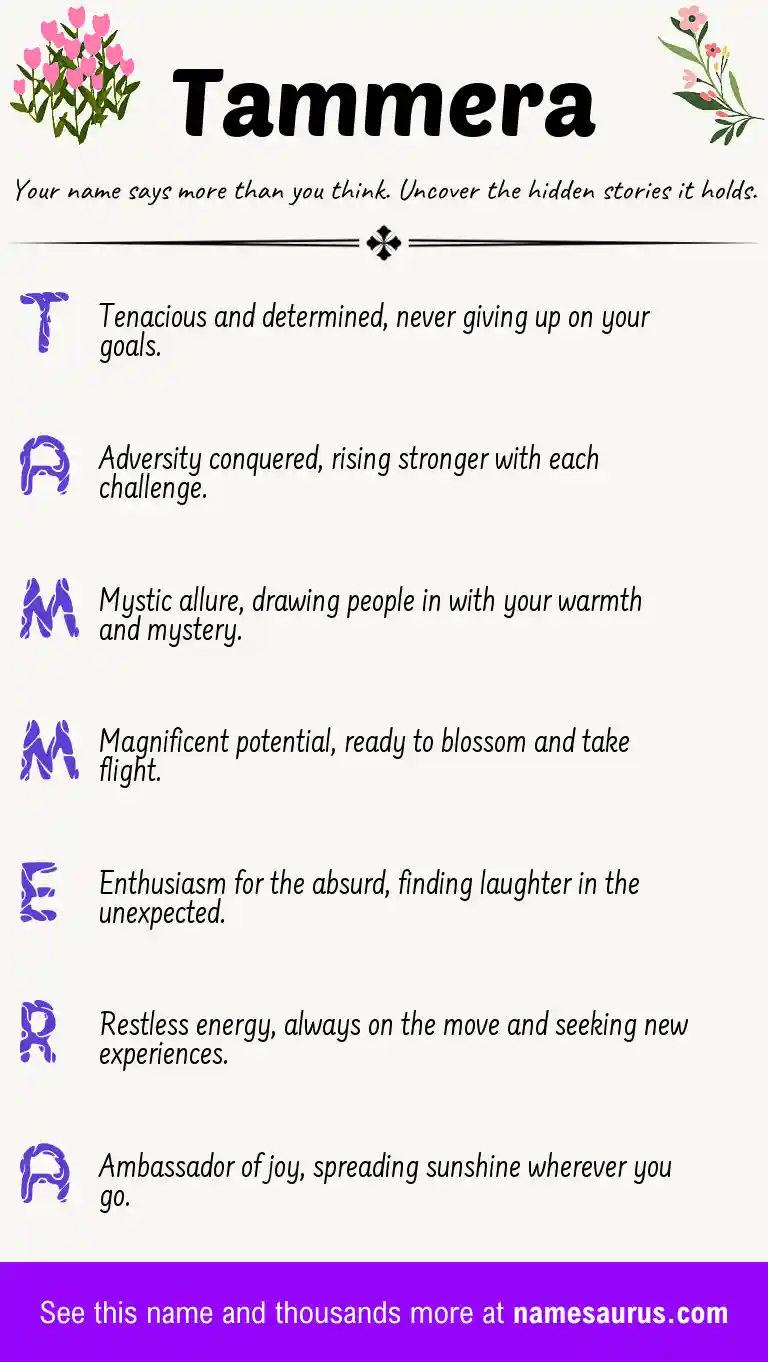 Acrostic poem about Tammera.
