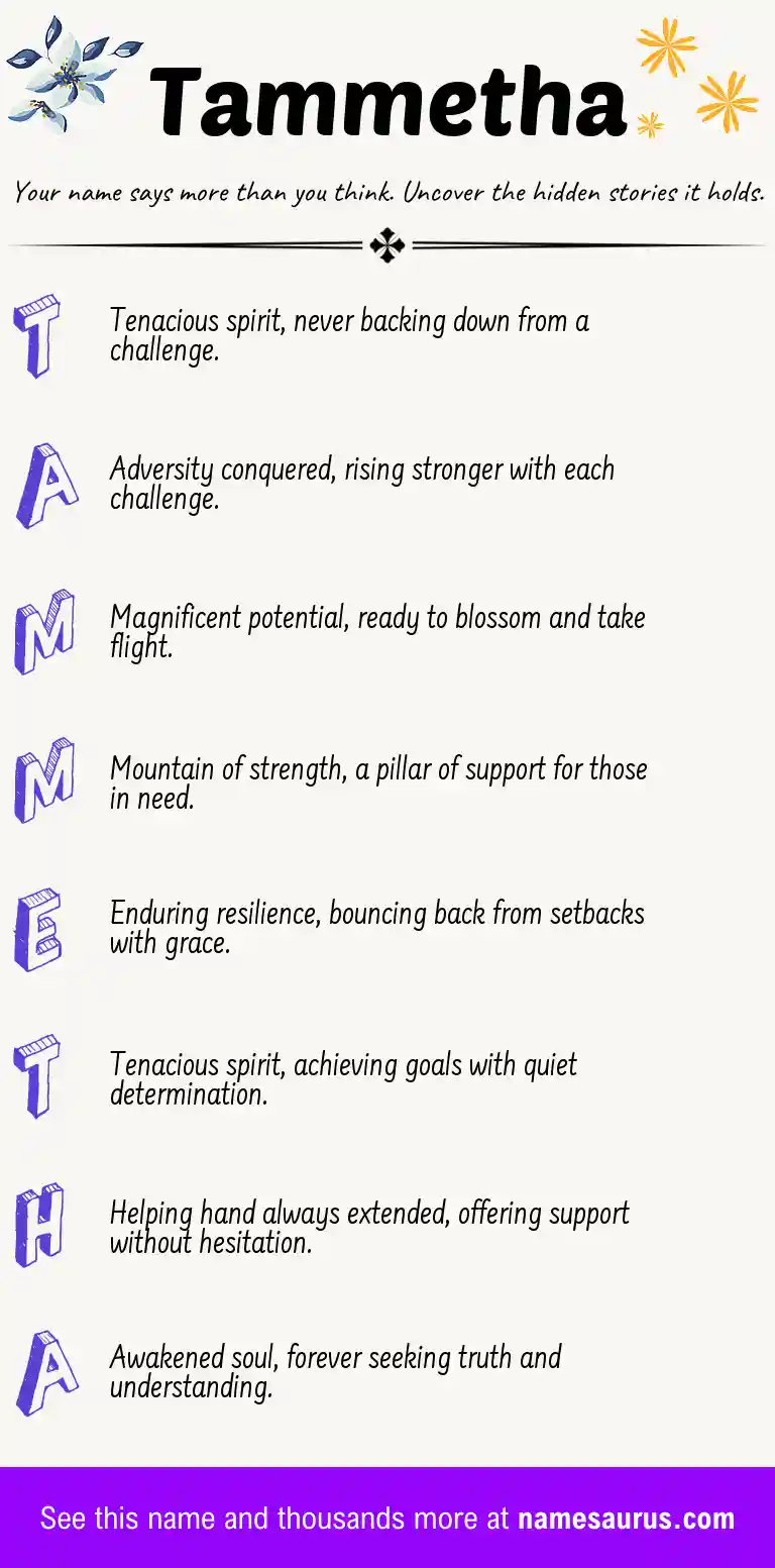 Acrostic poem about Tammetha.