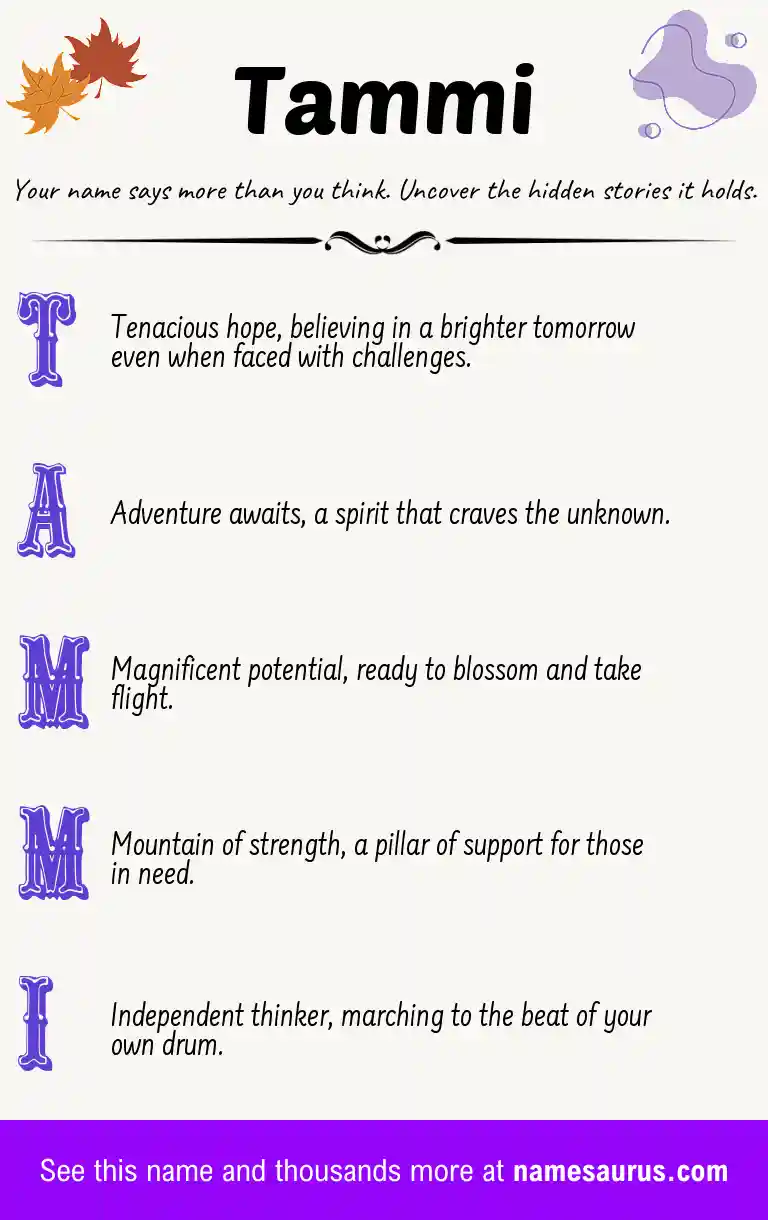 Acrostic poem about Tammi.