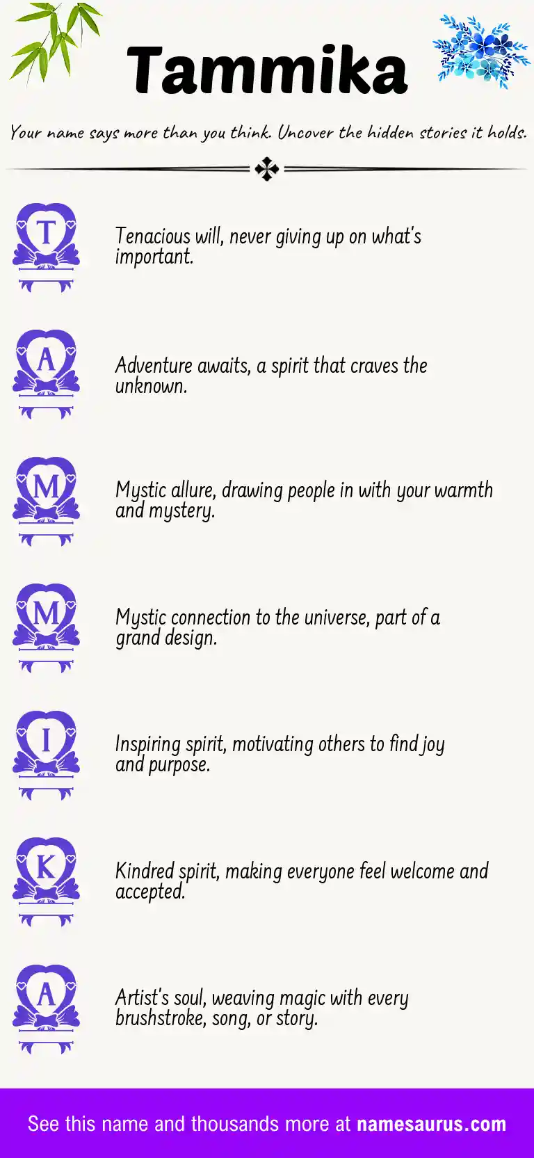 Acrostic poem about Tammika.