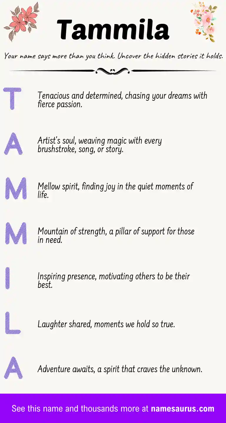 Acrostic poem about Tammila.