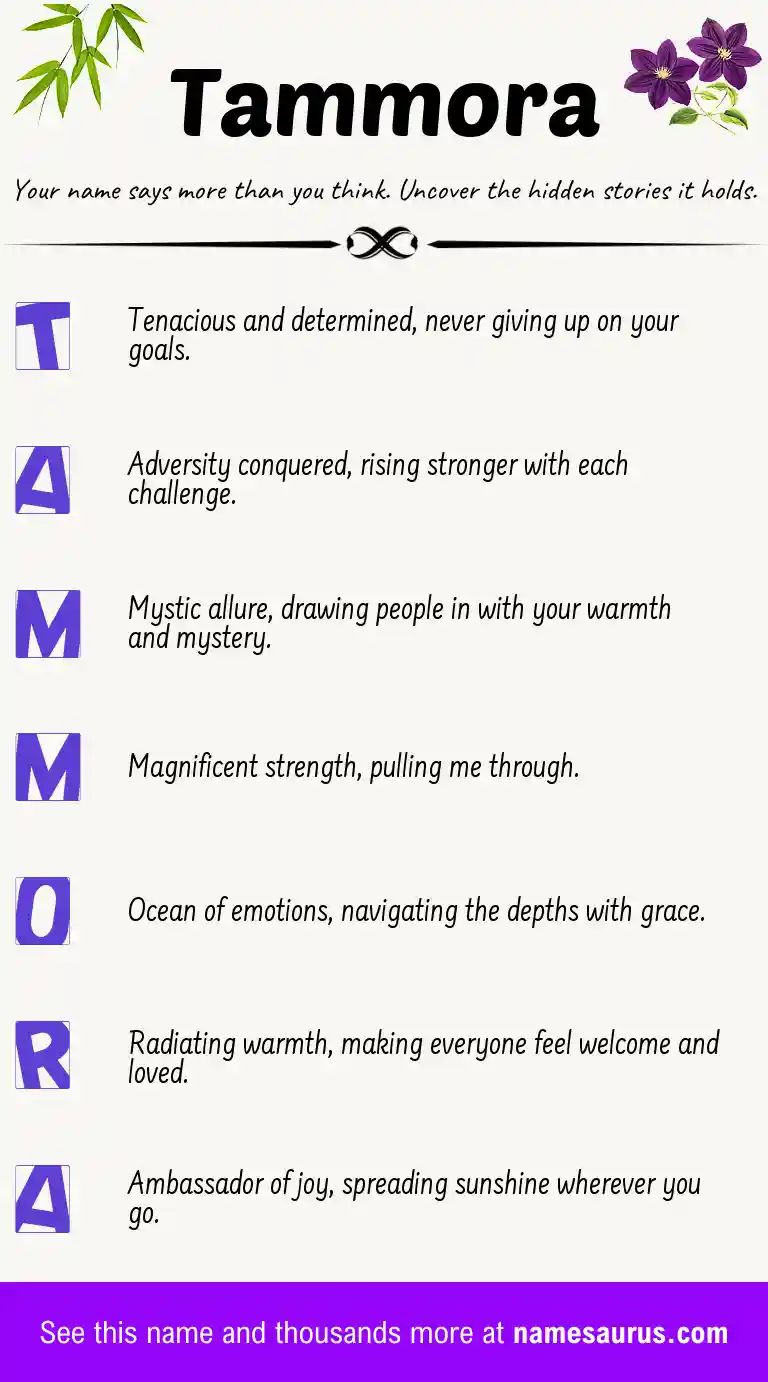 Acrostic poem about Tammora.