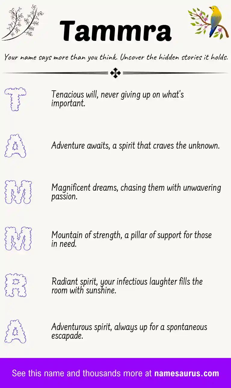 Acrostic poem about Tammra.